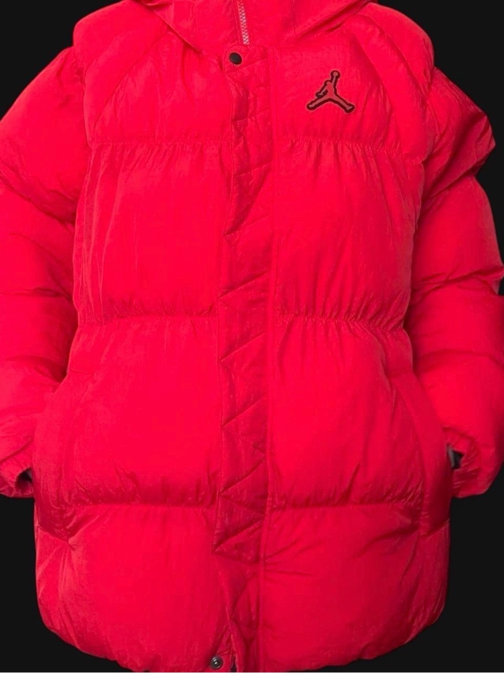 Jordan Women's Bright Red Quilted Puffer Jacket with Hood